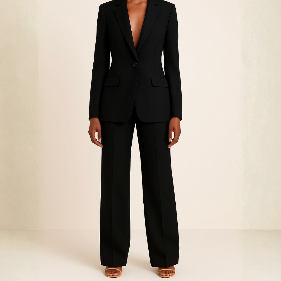 Women’s Single Button Blazer and Straight Leg Trousers Set