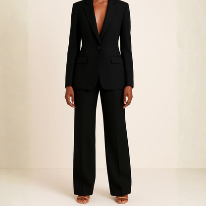 Women’s Single Button Blazer and Straight Leg Trousers Set