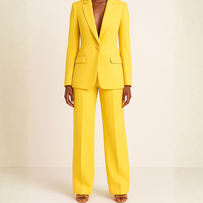 Women’s Single Button Blazer and Straight Leg Trousers Set