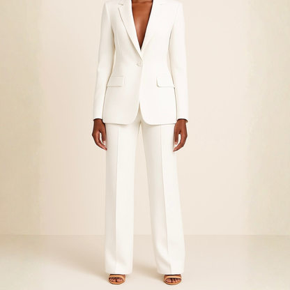 Women’s Single Button Blazer and Straight Leg Trousers Set