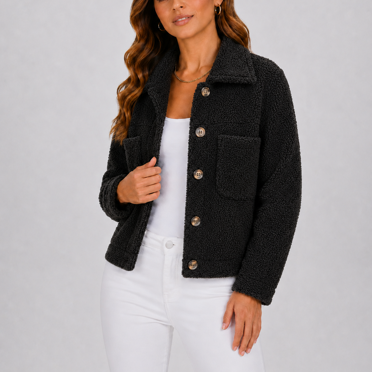 Wynna Women's Knit Blazer Jacket in a stylish design, perfect for casual autumn wear, featuring convenient pockets for added functionality. 0
