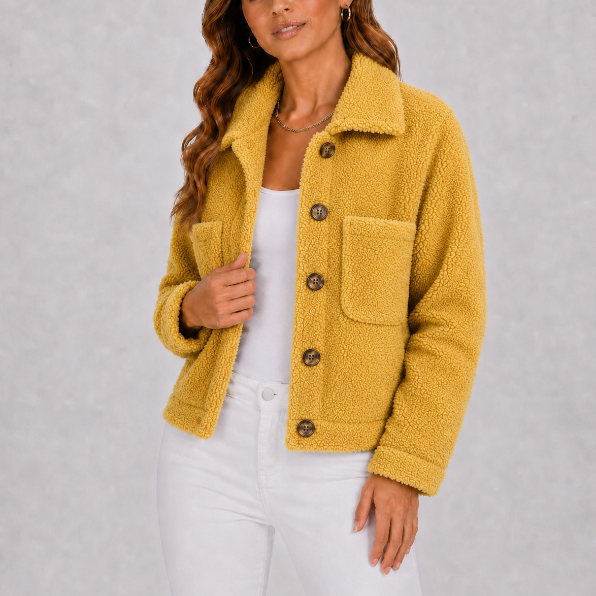 Wynna Women's Knit Blazer Jacket in a stylish design, perfect for casual autumn wear, featuring convenient pockets for added functionality. 1