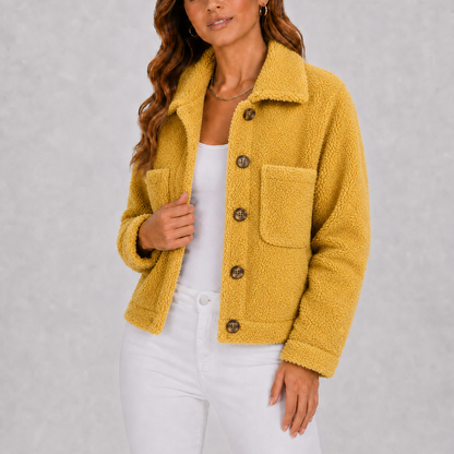 Wynna Women's Knit Blazer Jacket in a stylish design, perfect for casual autumn wear, featuring convenient pockets for added functionality. 1