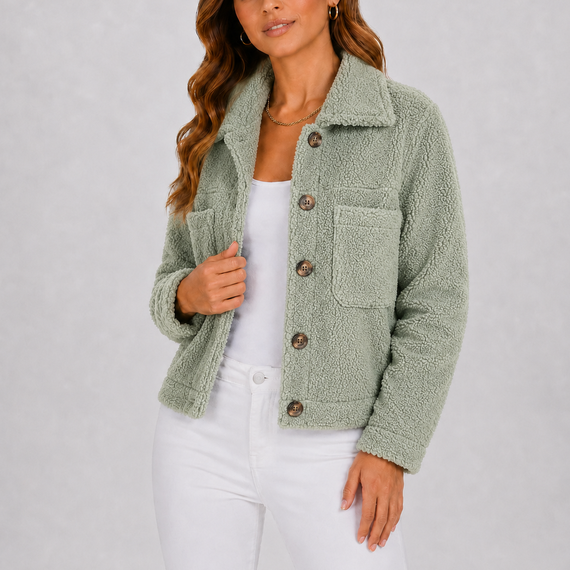 Wynna Women's Knit Blazer Jacket in a stylish design, perfect for casual autumn wear, featuring convenient pockets for added functionality. 2