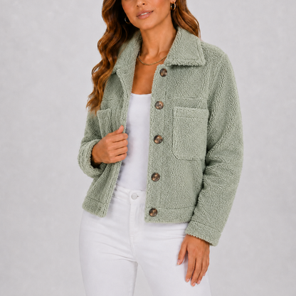 Wynna Women's Knit Blazer Jacket in a stylish design, perfect for casual autumn wear, featuring convenient pockets for added functionality. 2