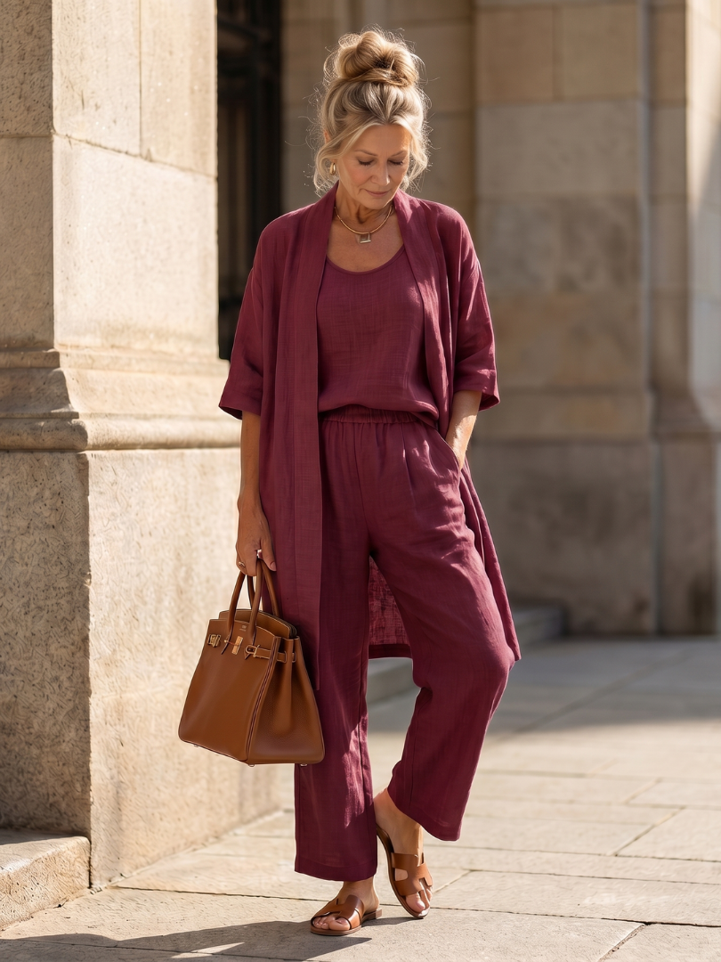 Yara Women’s Loungewear Set featuring a relaxed fit top and wide leg pants, perfect for comfort and style at home. 10
