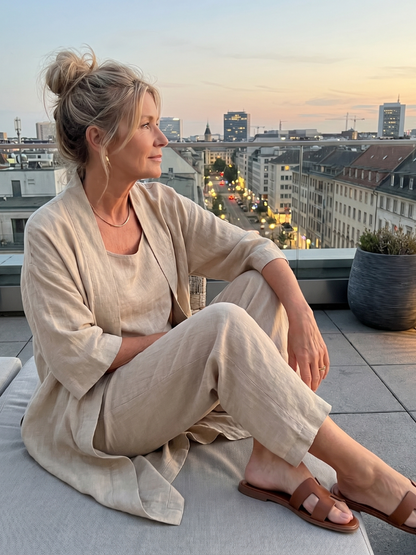 Yara Women’s Loungewear Set featuring a relaxed fit top and wide leg pants, perfect for comfort and style at home. 8