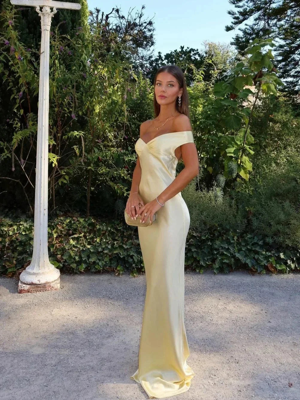 Yara Women’s Maxi Dress featuring an elegant off-the-shoulder design and a flowing silhouette, perfect for summer occasions and special events. 0
