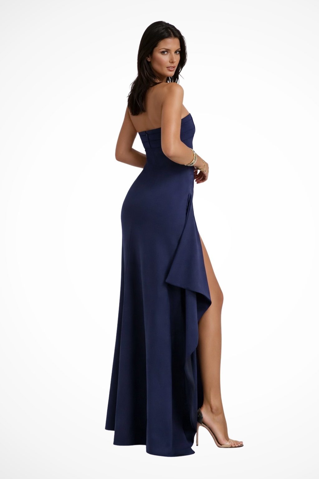 Zara Women’s Maxi Dress featuring a stylish strapless neckline and a high side slit, perfect for summer outings and elegant occasions. 3