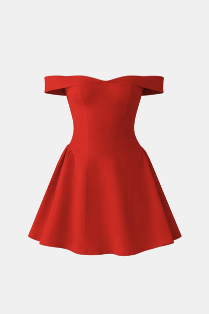 Zara women's mini dress featuring an off-shoulder neckline and a flared skirt, perfect for summer outings and casual events. 0