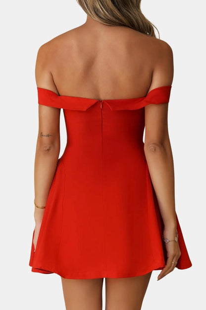 Zara women's mini dress featuring an off-shoulder neckline and a flared skirt, perfect for summer outings and casual events. 2