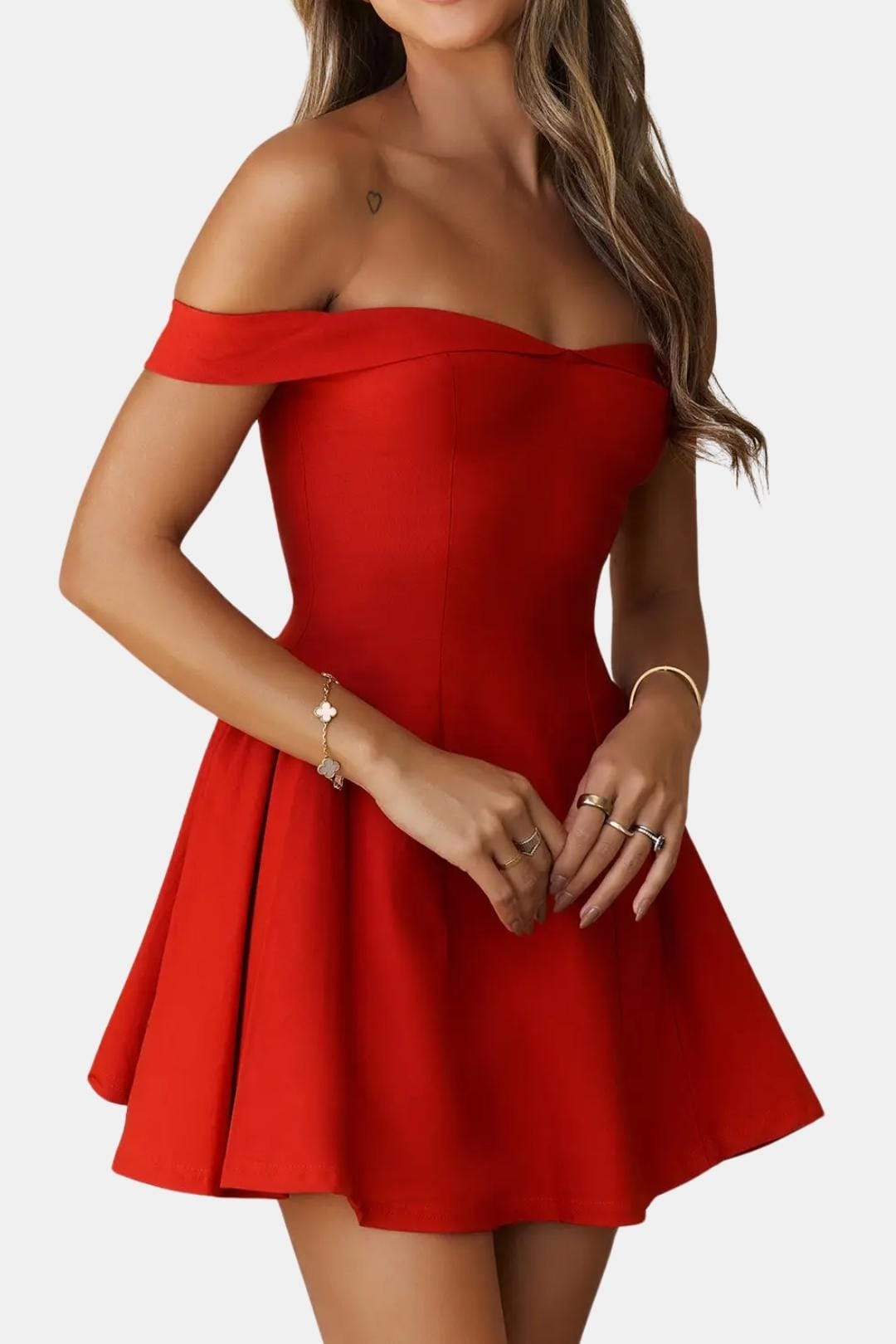 Zara women's mini dress featuring an off-shoulder neckline and a flared skirt, perfect for summer outings and casual events. 3