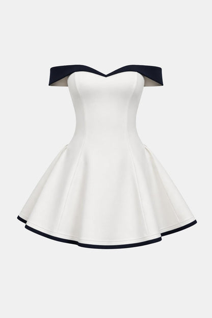 Zara women's mini dress featuring an off-shoulder neckline and a flared skirt, perfect for summer outings and casual events. 8