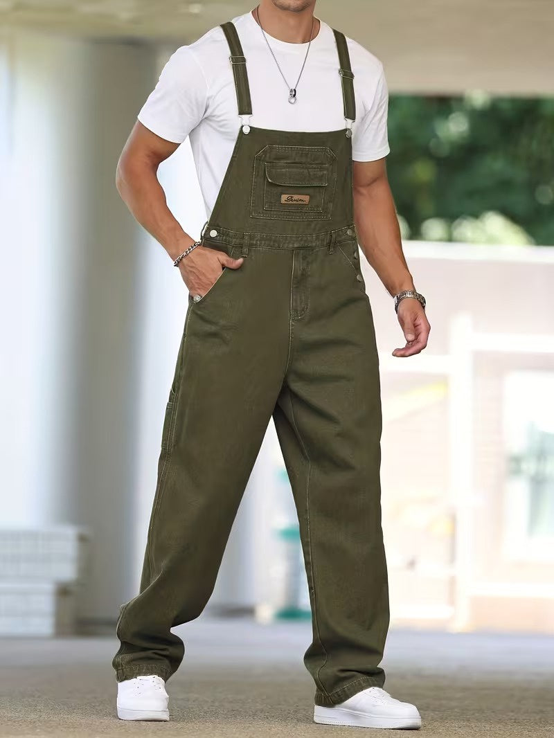 Men's Full-Length Wide-Leg Overalls