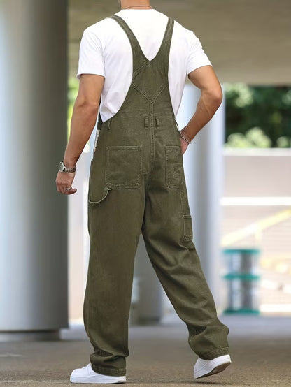 Men's Full-Length Wide-Leg Overalls