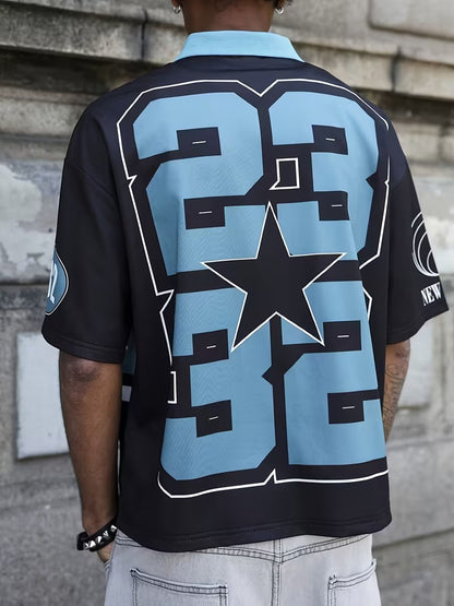 Men's Short-Sleeved Polo Shirt with Graphic Print