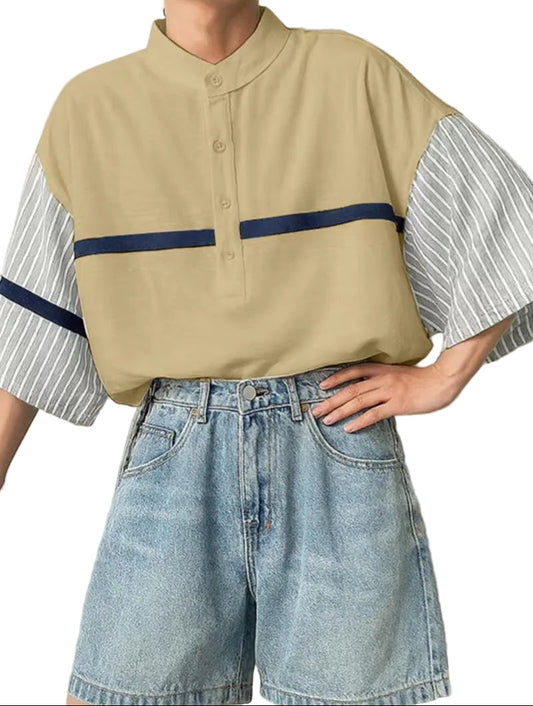 Men's Short-Sleeved Shirt with Stripes