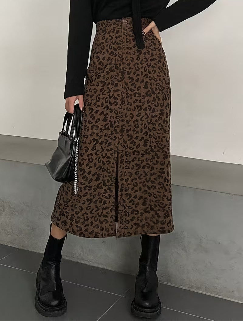 Women's High-Waisted Midi Skirt with Front Slit