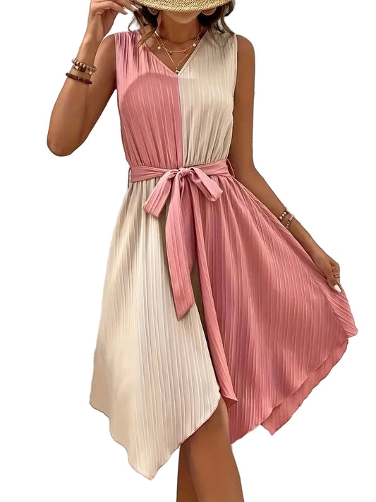 Women's Two-Tone Sleeveless Dress